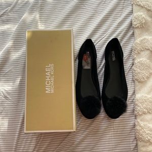Michael Kors black suede and fur flats shoes